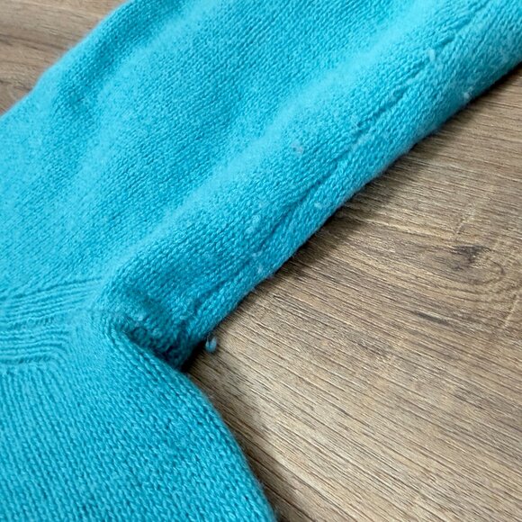 Banana Republic 100% Cashmere Sweater Teal Relaxed Turtleneck Boxy Fit XL - Picture 8 of 10